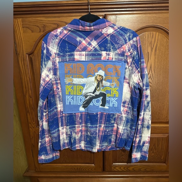 Mossimo Supply Co. Tops - Kid Rock upcycled bleached flannel tee One of a Kind made by me